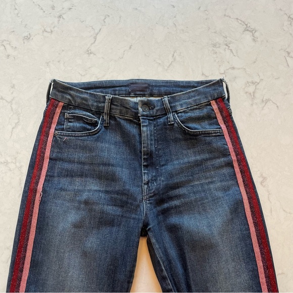 Mother 💙 High Waisted Looker Skinny Jean Here Kitty Kitty Glitter Racer Size 27 - Picture 4 of 11